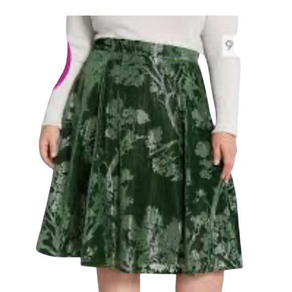 Modcloth Dresses & Skirts - ModCloth Velvet Burn Out Skirt  XL Green Shimmer Striped Flowy